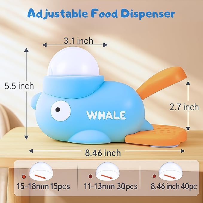 Interactive Dog Toy Treat Dispenser Whale-Shaped Slow Feeder Puzzle with Strong Suction Cups, Durable Non-Toxic Food-Grade Design for Small & Medium Dogs