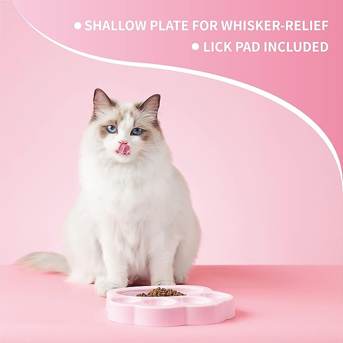 PetDreamHouse PAW 2-in-1 Mini Slow Feeder Dish & Lick Pad for Small Dogs & Cats, Paw-Shaped Slow Feeding Dish with an Interchangeable PAW Lick Pad.