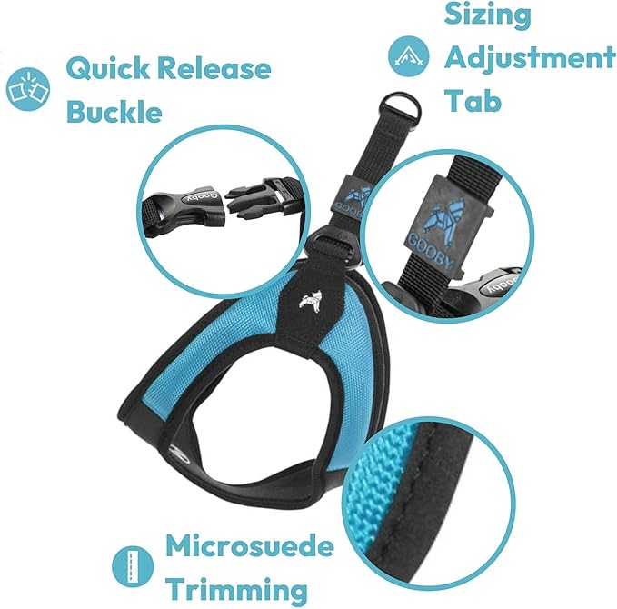 Gooby - Escape Free Easy Fit Harness, Small Dog Step-In Harness for Dogs that Like to Escape Their Harness, Blue, X-Small