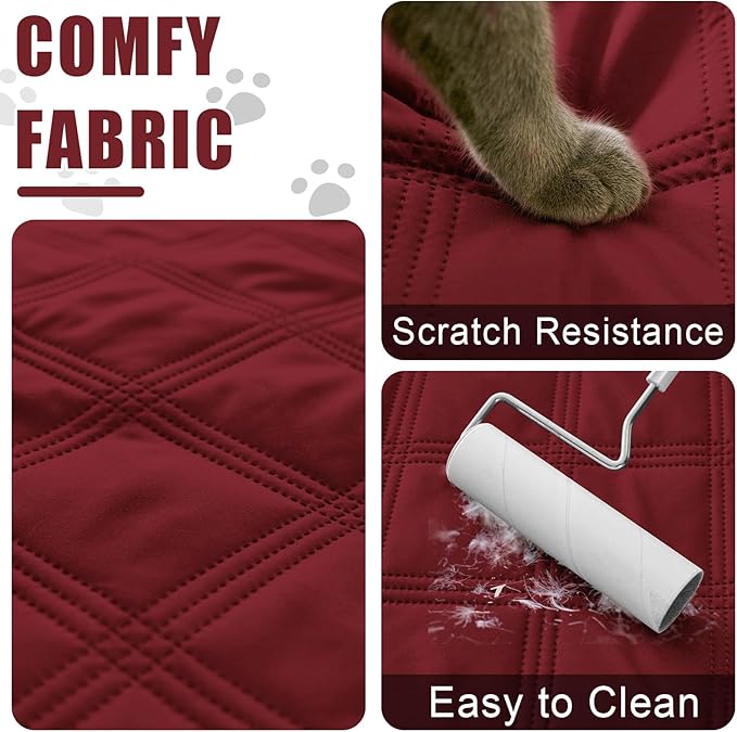 Smiry Waterproof Dog Bed Cover Blanket 30x53, Soft Reversible Pet Blanket, Washable Leakproof Cats Dogs Couch Cover for Sofa, Couch, Furniture, Wine Red/Wine Red