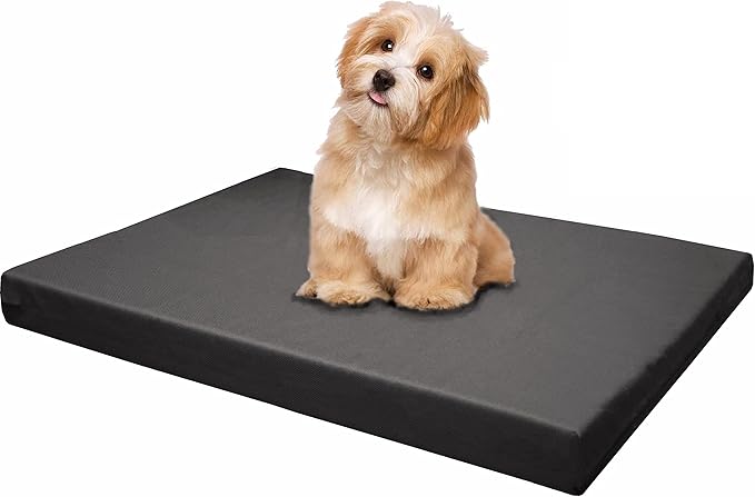 Dogbed4less Memory Foam Platform Dog Bed, Crate Mattress for Orthopedic Joint Relief with Waterproof Removable Cover Small Medium 29X18X3 Space Gray
