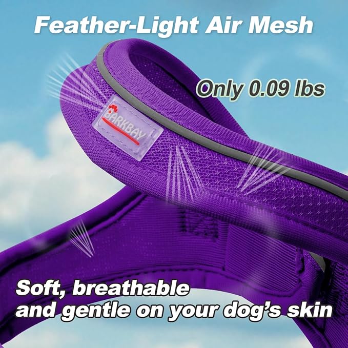 Dog Harness and Leash Set,Step in Small Sized Dog Harness,Soft Mesh,No-Chock,Reflective Adjustable,Secure with Hook & Loop Fastener,Puppy Vest for Small,Medium Dogs(Purple,S)