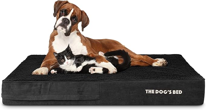 The Dog’s Bed Orthopedic Memory Foam Dog Bed Mattress, Plush Fabric, Black Plush, XXL, 6-Inch