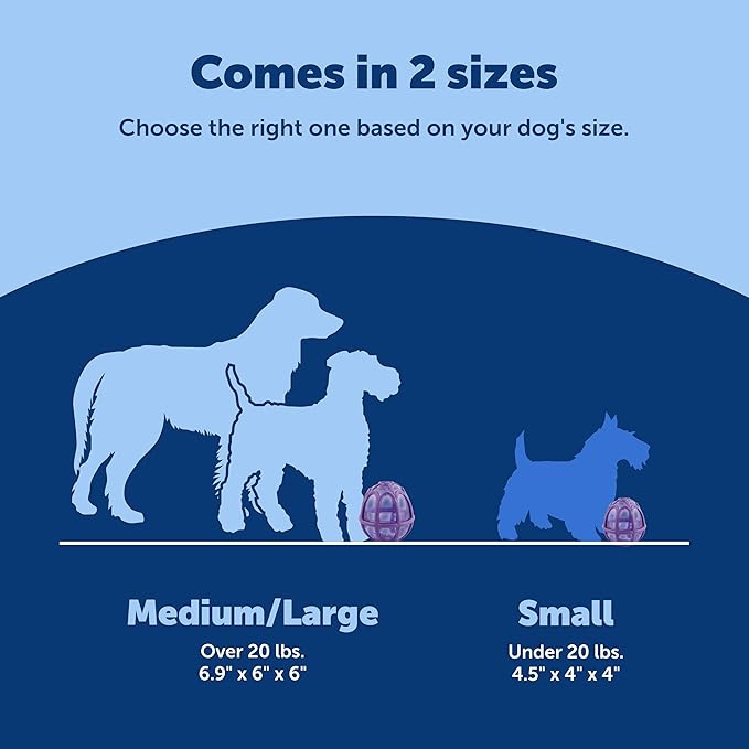 PetSafe Busy Buddy Kibble Nibble Dog Toy - Encourages Natural Instinct Feeding - Patented Treat Meter Design - Rubber Bumpers - Interactive Slow Feeder Ball - Purple - Small