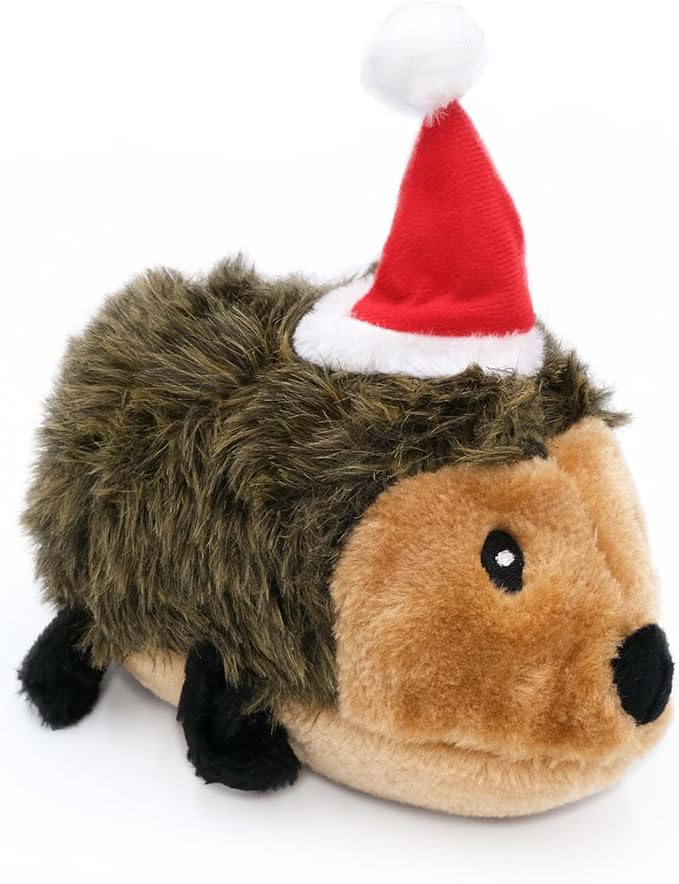 ZippyPaws Holiday Hedgehog - Dog Squeaky Toys to Keep Them Busy, Cute Plush for Medium & Large Dogs, Stuffed Puppy Toy, Pet Products, Gift for All Breeds, Interactive Squeaker - Large