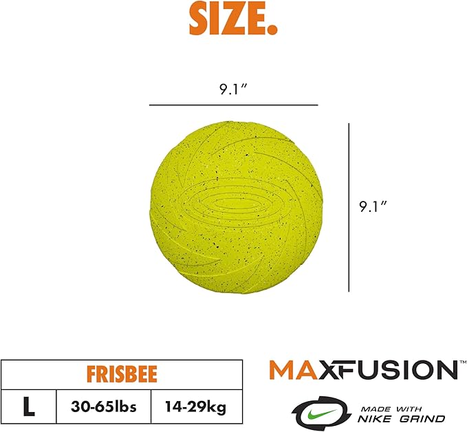 Max Fusion with Nike Grind, Arlee Frisbee Dog Toy, Chew Toy for Play, Fetch, Tug, L