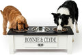 GTW Personalized Elevated Triple Dog Bowl Stand for Large, Medium, Small, X-Small Dogs - 3 Stainless Steel Food and Water Bowls - Raised Dog Dish Internal Storage (Medium, Black)