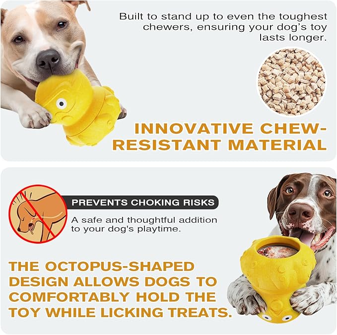 Interactive Dog Toys for Aggressive Chewers, Indestructible Dogs Toy to Keep Your Pup Busy, Treat Tumble Interactive Puzzle Ball Dog Toy for Small Medium Large Breed Dogs, Yellow