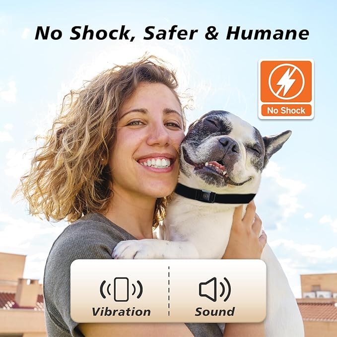 Tiniest Bark Collar for Small Dogs 5-15lbs, Only 1.6 * 1in & 0.42oz, No Shock with Vibration &Sound, Extra Small & Rechargeable, 5 Sensitivity Levels（Black）