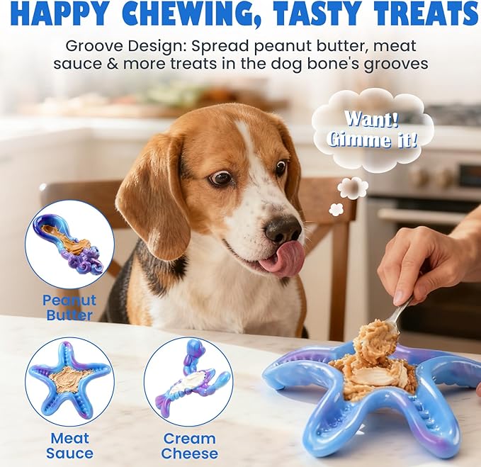 5 Pack Dog Toys for Aggressive Chewers, Indestructible Dog Chew Toys Bundle for Large & Medium Dogs, Durable Nylon Dog Toys with Bacon Flavor for Heavy Chewers, Reduce Boredom & Support Denta