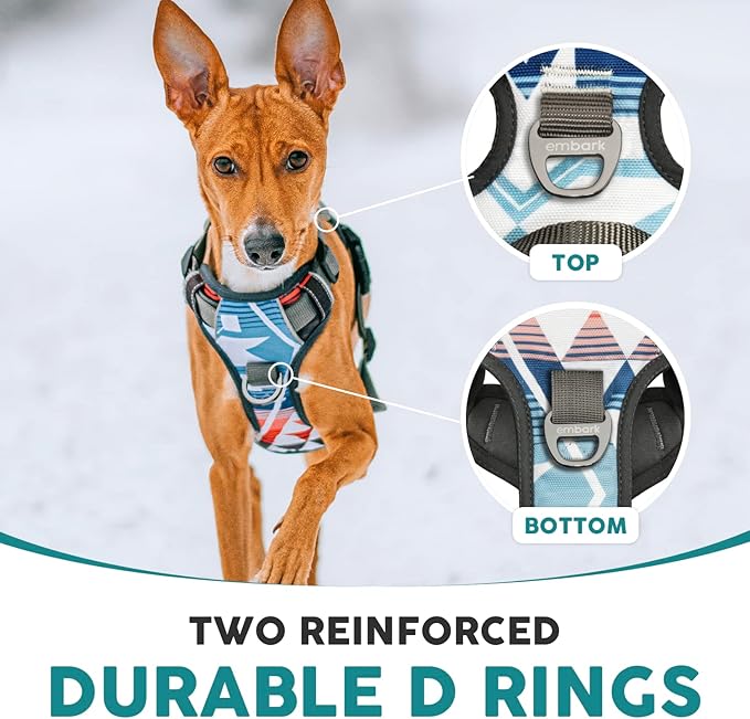 Embark Adventure Dog Harness, Reflective Trim No Pull Dog Harnesses for Small Sized Dogs - Military Grade Nylon, Front Clip with Gel Lined Handle.