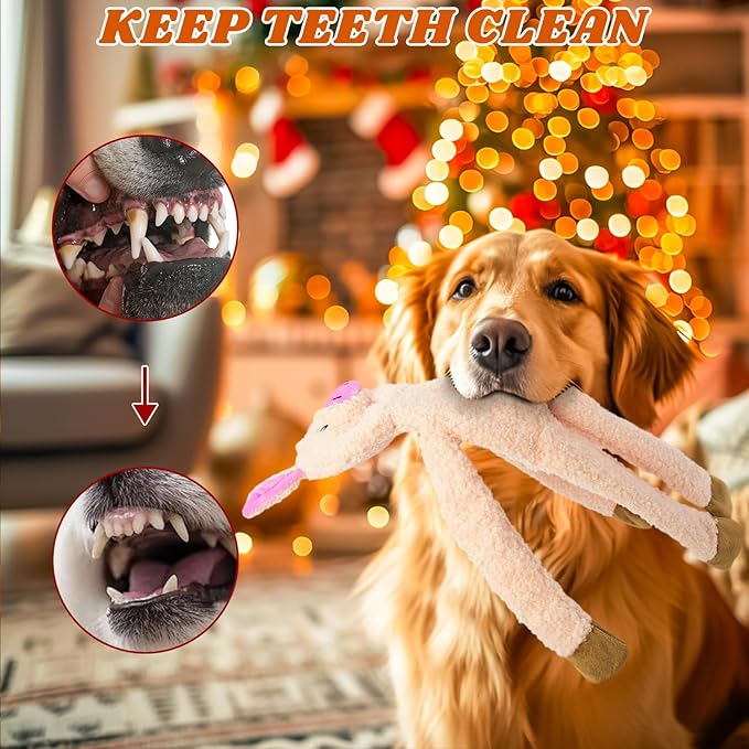3 Pack No Stuffing Dog Toys Crinkle Squeaky Interactive Plush Dog Toy, not for Aggressive Chewers, to Keep Them Busy,Furry Friend Teething,Shape Orange Fox Pink Pig Blue Hippo