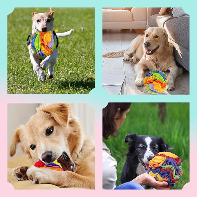 BenePoint Dog Snuffle Ball - Interactive Sniff & Slow Feed Dog Puzzle Toy (15cm, Rainbow)