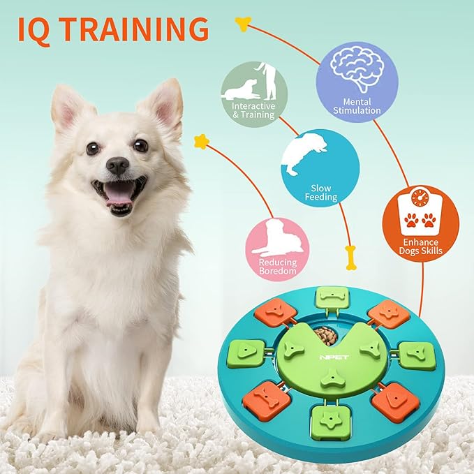 NPET Dog Puzzle Toy, Interactive Dog Toys for Small & Medium Dogs, Dog Enrichment Toys for Pet IQ Training & Mental Enrichment (Green, Level 1)