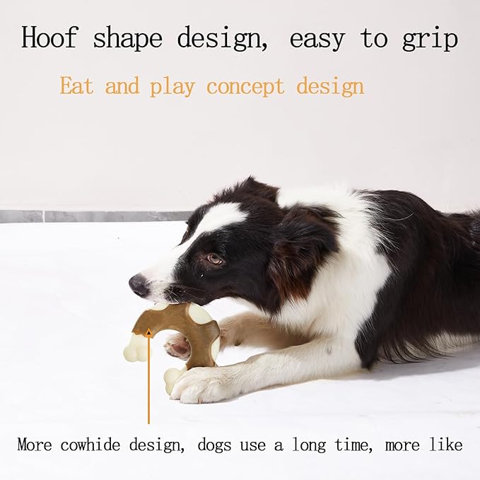 Dog Bones Chew Toys for Aggressive Chewers, 2 Pack Real Beef Flavor,Indestructible Teething Chew Toys for Large/Medium/Small Breed,Tough Dog Toy with Durable Nylon