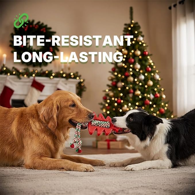 Festive Star-Shaped Chew Toy with Durable Rope - Interactive Holiday Pet Gift for Aggressive Chewers