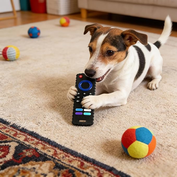 Remote Control Shaped Puppy Teething Toy, BPA-Free Chew Toy for Small Puppies, Relieve Teething Pain & Reduce Boredom (Black)
