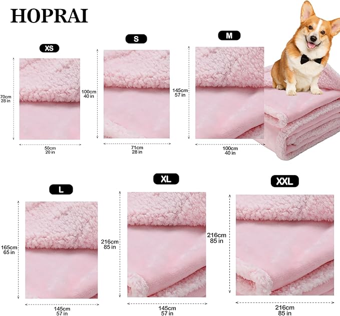 Waterproof Pet Blanket for Medium Large Dogs Washable Fluffy Thick Jacquard Shag Fleece Warm Sherpa Pet Blanket Cats Puppy Couch Protection (Pink XL57*85inches)
