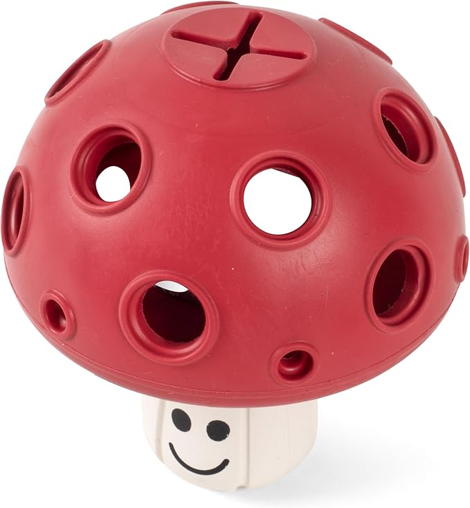 Eco Rubber Magic Shroom Puzzle Enrichment Toy - Red - Long Lasting Dog Treat Toys for Aggressive Chewers Strong Dog Toy for Dogs Durable Puppy Toys