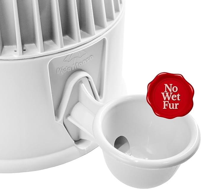 No Spill Pet Water Dispenser for Dogs and Cats, 67.6oz Gravity-Fed Water Bowl with Slow Drinking Design to Prevent Wet Fur, BPA-Free Polypropylene, Vida Mansa (Opaque White)