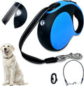 Retractable dog leash with chew-proof cord and LED flashlight, 16-ft heavy-duty dog leash, suitable for Small/medium dogs weighing up to 110 pounds, reflective rope, 360° anti-tangling.(Blue+16ft+LED)