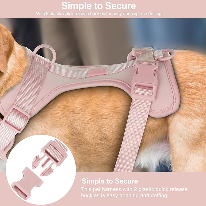 Wisedog No Pull Lightweight Dog Vest Harness with Soft and Comfortable Cushion, Breathable Mesh, for Small Medium Large Dogs Walking (M(Neck: 11.81"-18.11";Chest: 18.11"-27.95"), Gossamer Pink)
