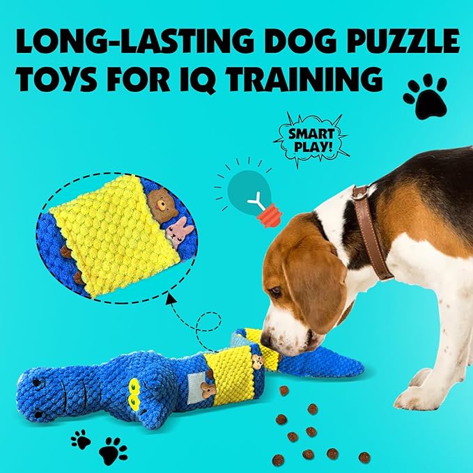 Interactive Squeaky & Crinkle Dog Puzzle Toys - IQ Training and Foraging Games for Mental Stimulation - Plush Dog Toys for Small, Medium and Large Dogs to Keep Them Busy (3 Pack)