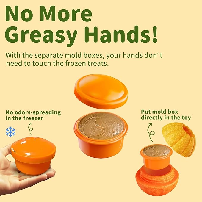 Interactive Dog Toys for Aggressive Chewers, /No Oil Needed/Smooth Screwing Frozen Treat Freezable Dog Puzzle Treat Dispensing Toy to Keep Them Busy for Small Medium Large Breeds