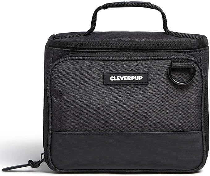 Cleverpup Small 7-Piece Bistro Box Dog Food Travel Kit, 6-Cup BPA-Free Kibble Storage, 2 Silicone Bowls, Mat & Scoop - Portable Pet Food Kit for Weekends, Overnights, Daycare & Camping, Graphite