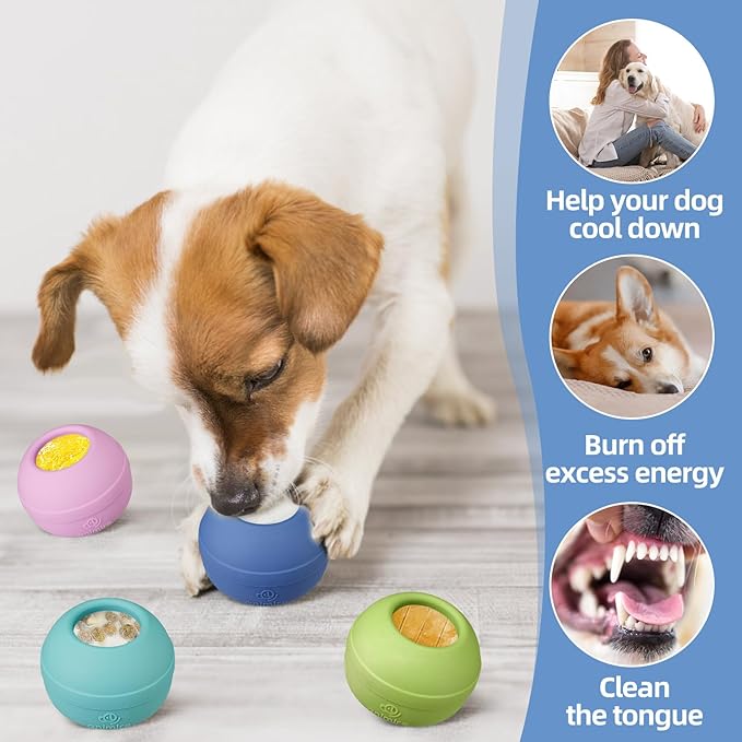Long-Lasting Interactive Dog Lick Toy, Stuffable Dog Enrichment to Keep Dogs Busy, Wobbly Treat Dispensing Freezable Chew Toys, Food-Grade Safe (Dark Blue,S)