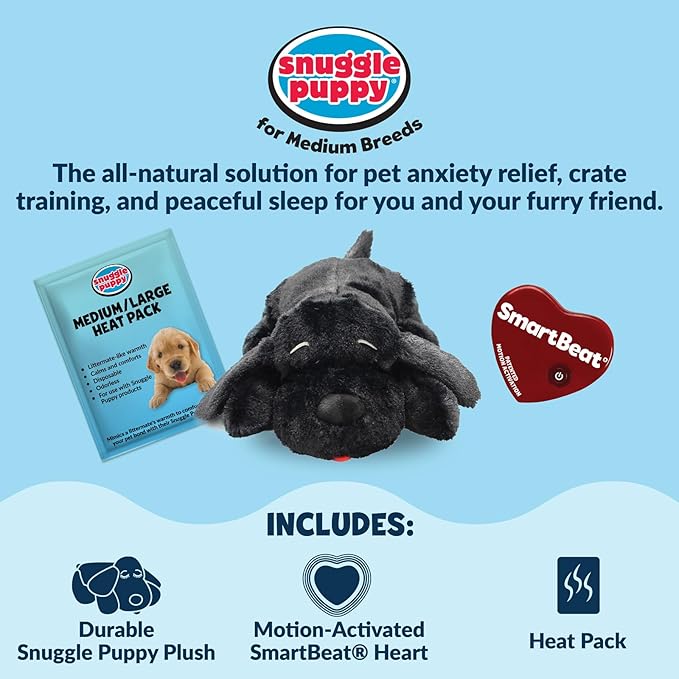 Original Snuggle Puppy Heartbeat Puppy Toy - Heartbeat Puppy for Dogs - Pet Anxiety Relief and Calming Aid - Comfort Dog Toy - Behavioral Training and Sleep Aid Cuddle buddy - Crate Training Essential