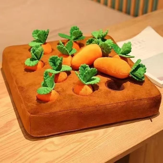 Carrot Dog Toy, Snuffle Mat for Dogs Toy Carrot, Interactive Dog Plush Puzzle Toys,Carrot Garden Dog,Dog Carrot Toys Pet Stress Relief with 12 Sounding Carrots (2)