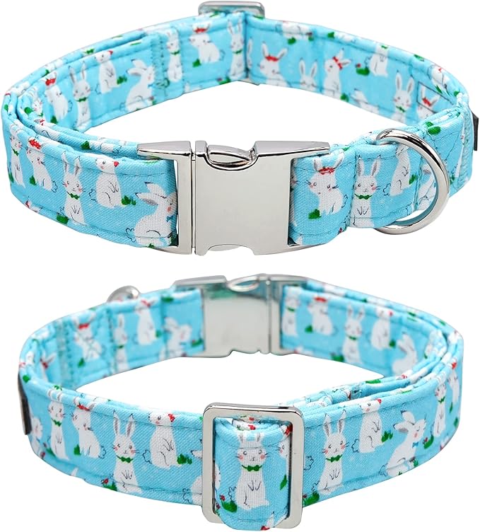 Lionet Paws Easter Dog Collar with Bowtie, Bunny Bowtie Collar with Metal Buckle for Dogs and Cats, Adjustable Comfortable Dog Collar Girl Boy, XS, Neck 8-12 in
