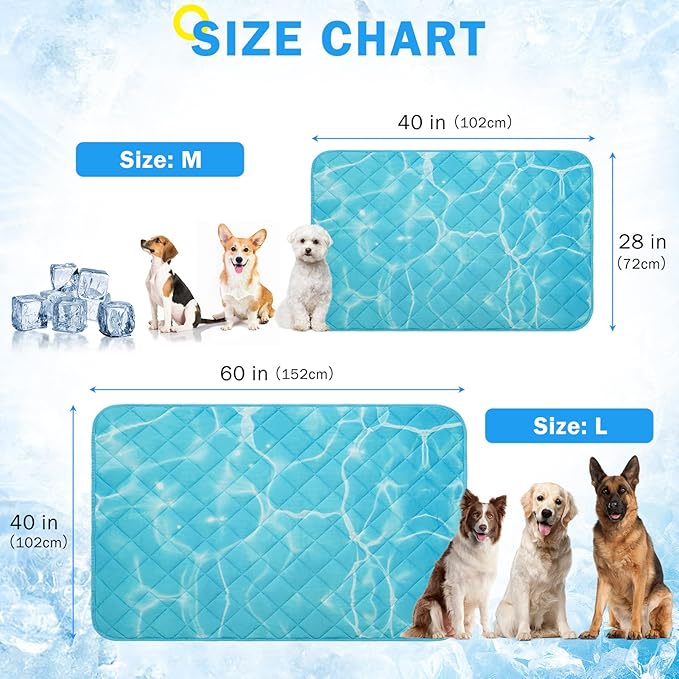 SCENEREAL Upgraded Dog Cooling Mat for Small Meduim Breeds Dogs, 28"x40" Reversible Self- Cooling Mat for Summer Heat, Ice Cool Soft Pet Throw Blanket Use in Couch, Car, Seat,Bed- Machine Washable