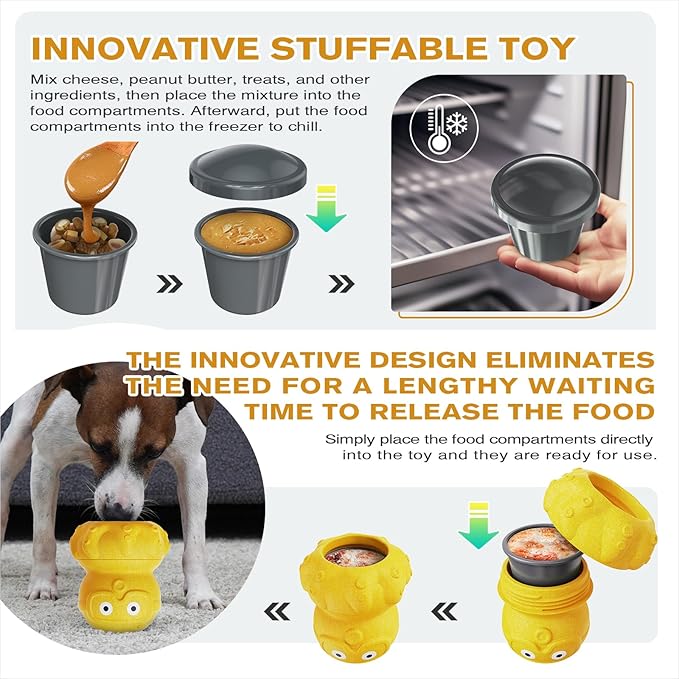 Interactive Dog Toys for Aggressive Chewers, Indestructible Dogs Toy to Keep Your Pup Busy, Treat Tumble Interactive Puzzle Ball Dog Toy for Small Medium Large Breed Dogs, Yellow