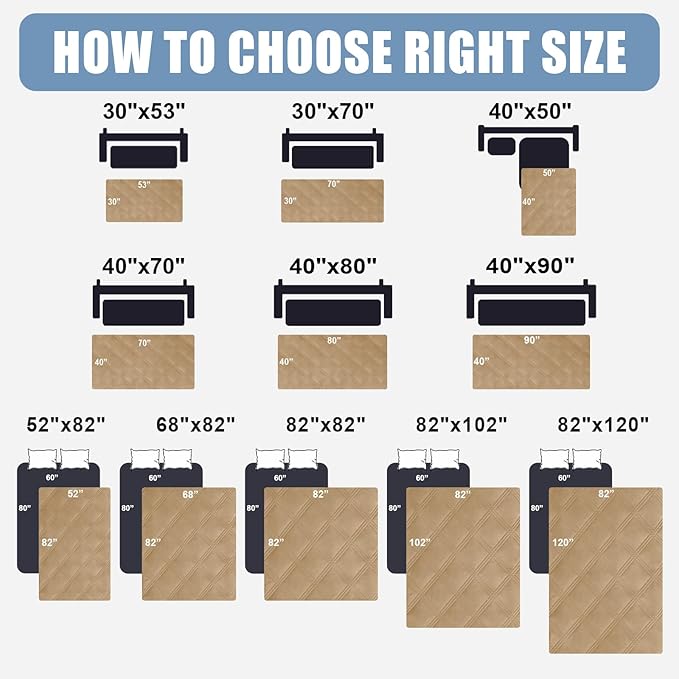 Smiry Waterproof Dog Bed Cover Blanket 30x70, Soft Reversible Pet Blanket, Washable Leakproof Cats Dogs Couch Cover for Sofa, Couch, Furniture, Camel/Camel
