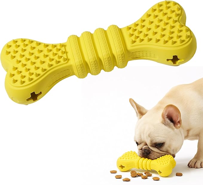 PAWSPIK Treat Dispensing Dog Chew Toy, Interactive Bone Puzzle for Mental Stimulation & Dental Health, Natural Rubber Chew Toy for Small to Medium Dogs