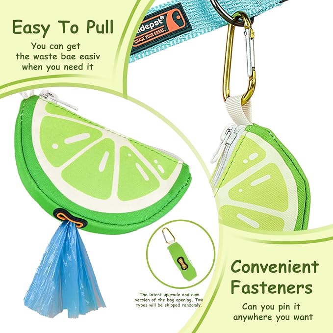 Lime Shape Dog Poop Bag Holder, Thin Lightweight Potty Bag Carrier Dispenser for Dog Walking, Lime Medium, Pet Outdoor Accessory