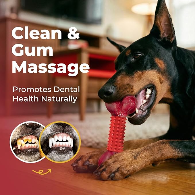Apasiri 4-Pack Dog Toys for Aggressive Chewers with Beef Flavor: Dog Bones for Large Dogs, 8" Chew Toys Long-Lasting, Tough Nylon & Rubber Dogs Toys