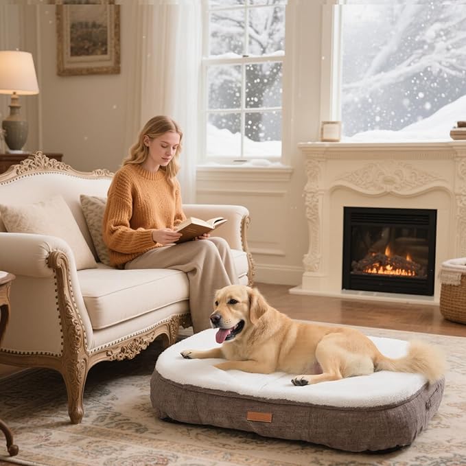 Ultra-Luxury Dog Bed, Comes with Two Kinds of Removable Cushions, Warm in Winter and Cool in Summer, Wear-Resistant and Tear-Resistant Supportive Pet Sofa with Non-Slip Bottom, 35inch