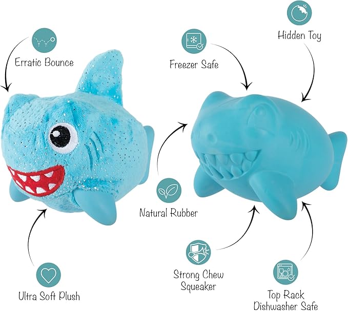 Fringe Studio Out of The Blue Rubber Dog Toy with Plush Exterior, Pet Shop Collection (519018)