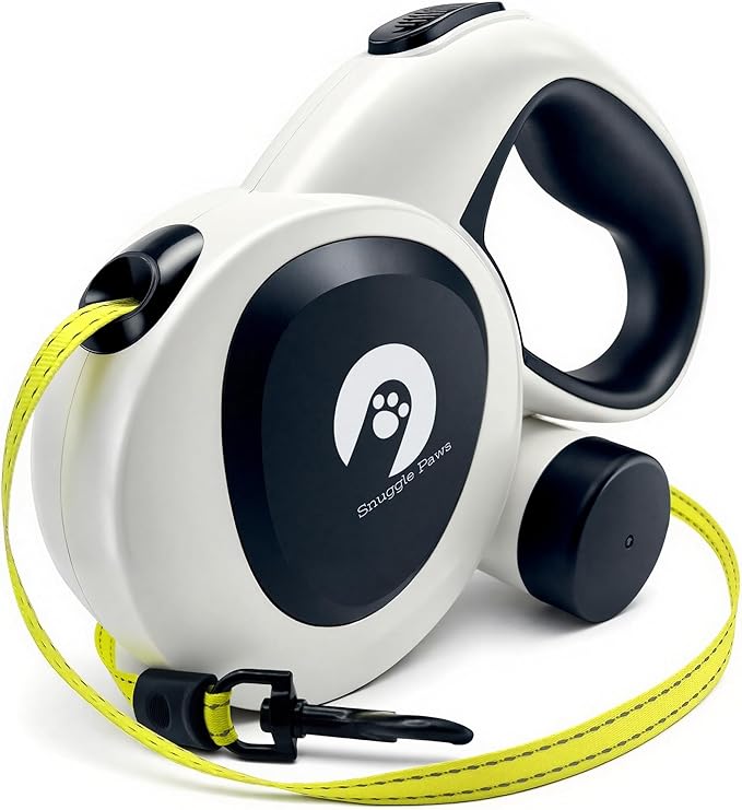 Snuggle Paws All-in-One Retractable Dog Leash 16ft – LED Flashlight, Poop Bag Holder, Chew-Proof Cable, Reflective Tape, No-Tangle – Heavy Duty for Large Dogs up to 110 lbs