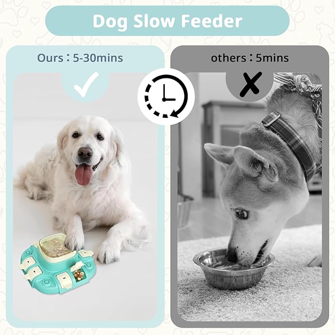 Dog Puzzle Toys Treat Dispensing Enrichment Toy for Smart Dogs, Interactive Brain Stimulation Toys for Puppies IQ Training, Slow Feeding Puzzles for Pet with 1 Replacement Cover Blue