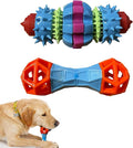 [2 Pack] Dog Puzzle Toys to Keep Them Busy, Spiky Rotating Dental Bone Treat Dispensing Squeaky Toys, Mental Stimulation Interactive Dog Enrichment