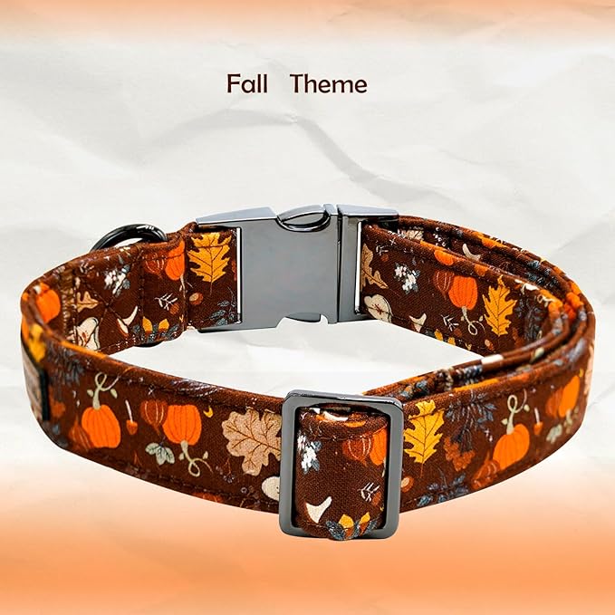 Elegant little tail Halloween Dog Collar, Ghosts Print Pumpkin Pet Collars with Bow Puppy Collar Bowtie Female or Male Cotton Adjustable Collars for Small Medium Large Dogs
