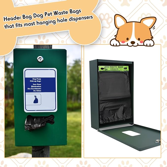 Ireer 2500 Pcs Header Bag Bulk Dog Pet Waste Bags Bulk Poop LeakProof Easy Single Pull Bags for Poop Dog Station Fit Hang Hole Dispenser Pet Waste Bag for Home Outdoor