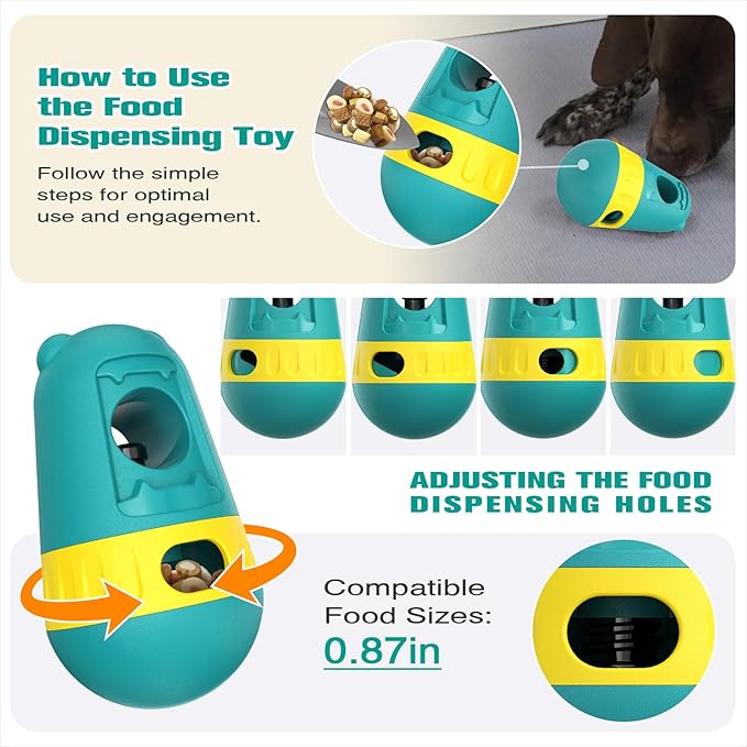 Dog Bully Stick Holder Safety Device Adjustable Treat Dispensing Puzzle Toy Ball Food Dispenser Slow Feeder Bowls Puppy Enrichment Interactive Chase Training Toys for Small Medium Large Dogs