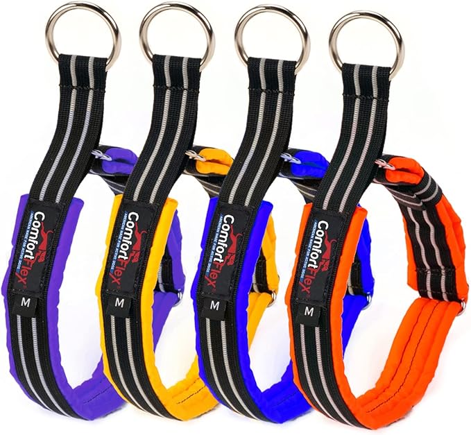 ComfortFlex Premium Padded Martingale Dog Collar – Reflective Waterproof Slip-On Limited Slip Collar for Gentle Control & Escape Prevention - Large, Saffron Yellow