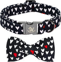 Elegant little tail Valentine's Dog Collar - Black Heart Dog Collars Bowtie Pet Collars with Sturdy Metal Buckle Puppy Adjustable Collar for X-Large Dogs