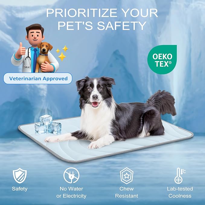 Cozyide Dog Cooling Mat, Large Cooling Mat for Dogs, Reversible Pad for Pet, 36" L x 23" W,Blue